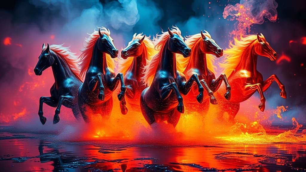 Surreal Crystaline Stallions in Hypersurrealistic Neon Dream...