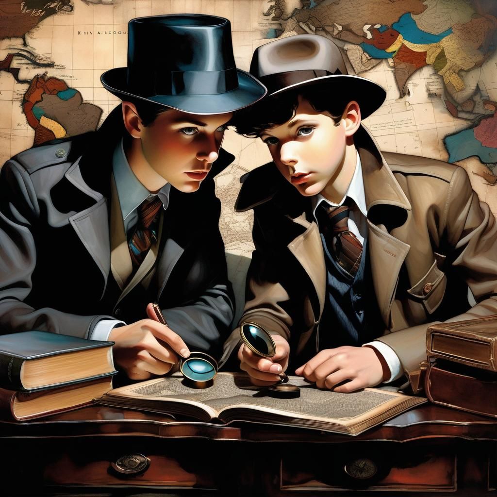 Boys as Sherlock Holmes in Comic Book Style