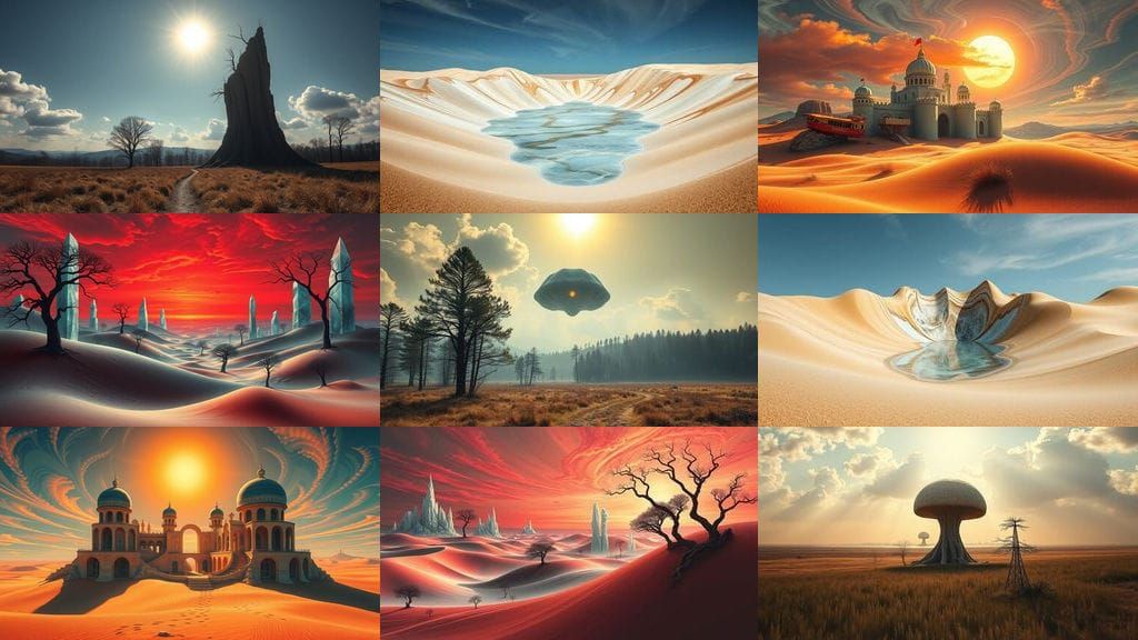 Surrealist Landscape with Melting Fatamorgana in Dali-Inspir...