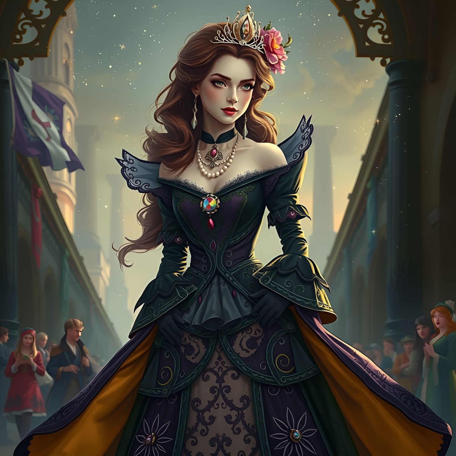 Victorian Gothic Princess in Ariel-Inspired Gown under Twili...