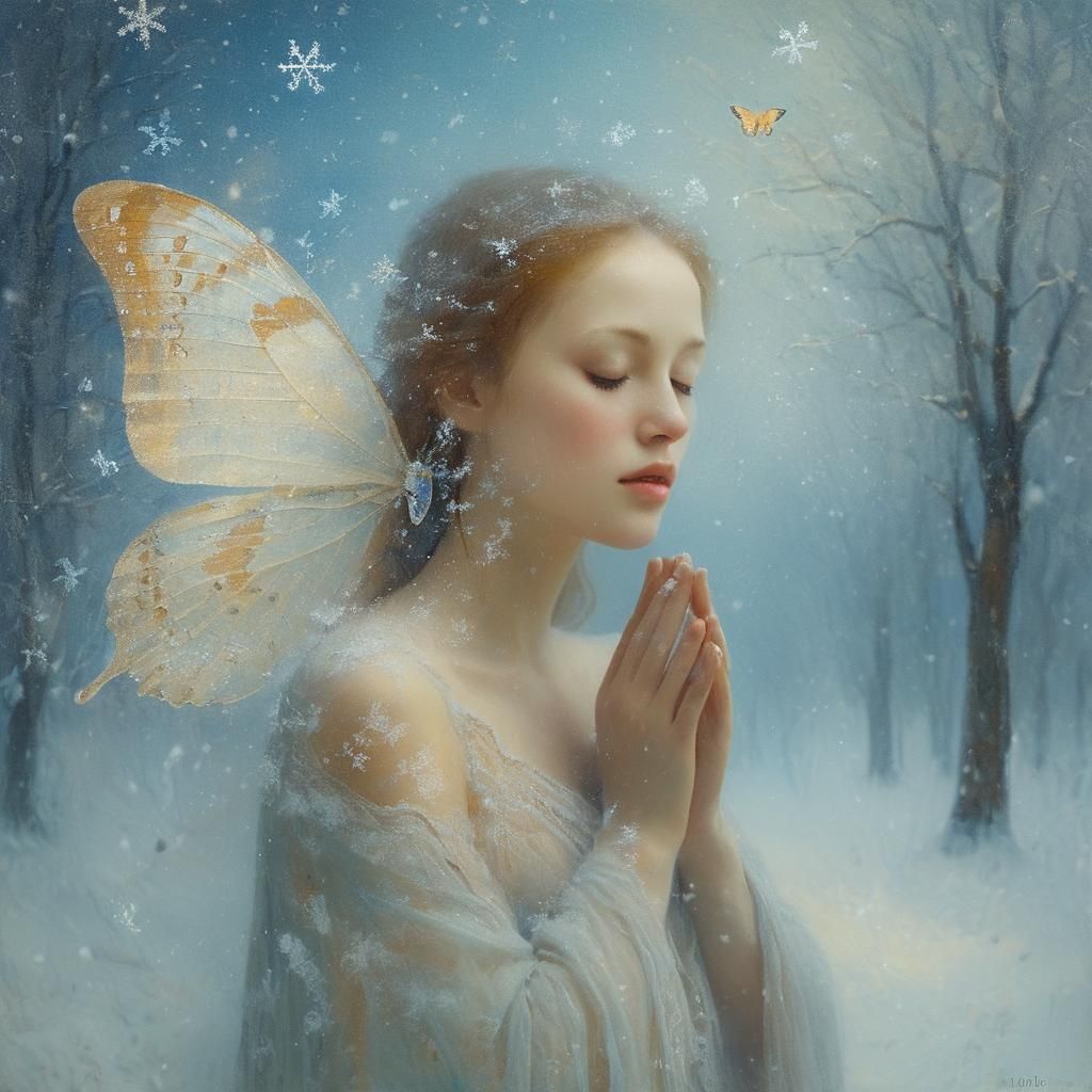 Psyche in Winter Scene: Surrealist Portrait