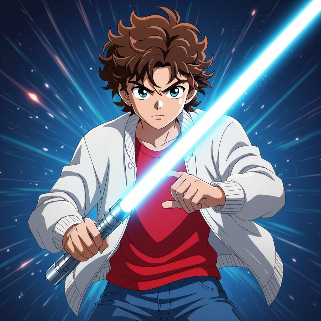 Anime Concept Art of Boy with Lightsaber