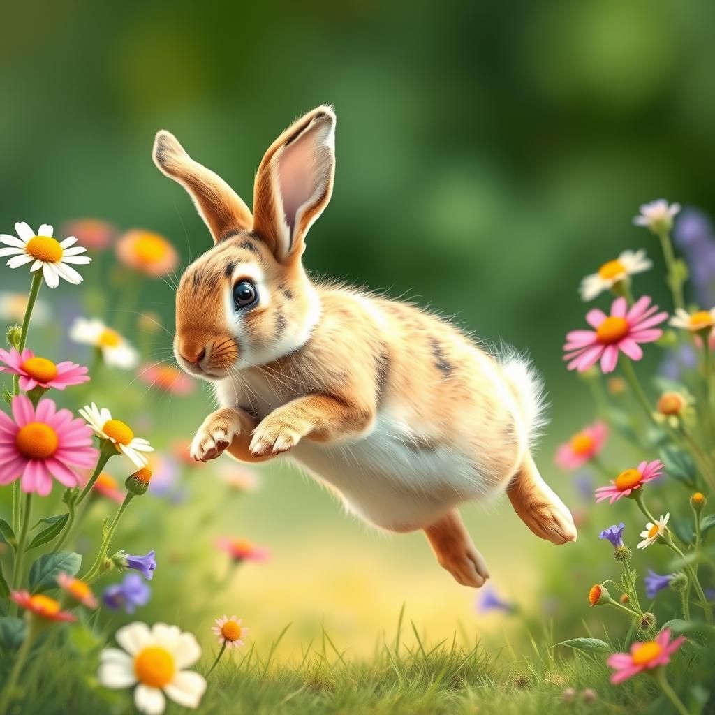 Bunny Hops Through Summer Flowers