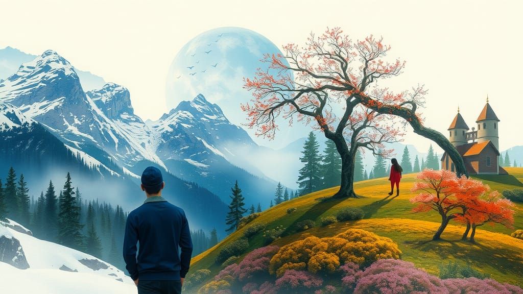 Seasonal Couple Portrait in Manhwa Style