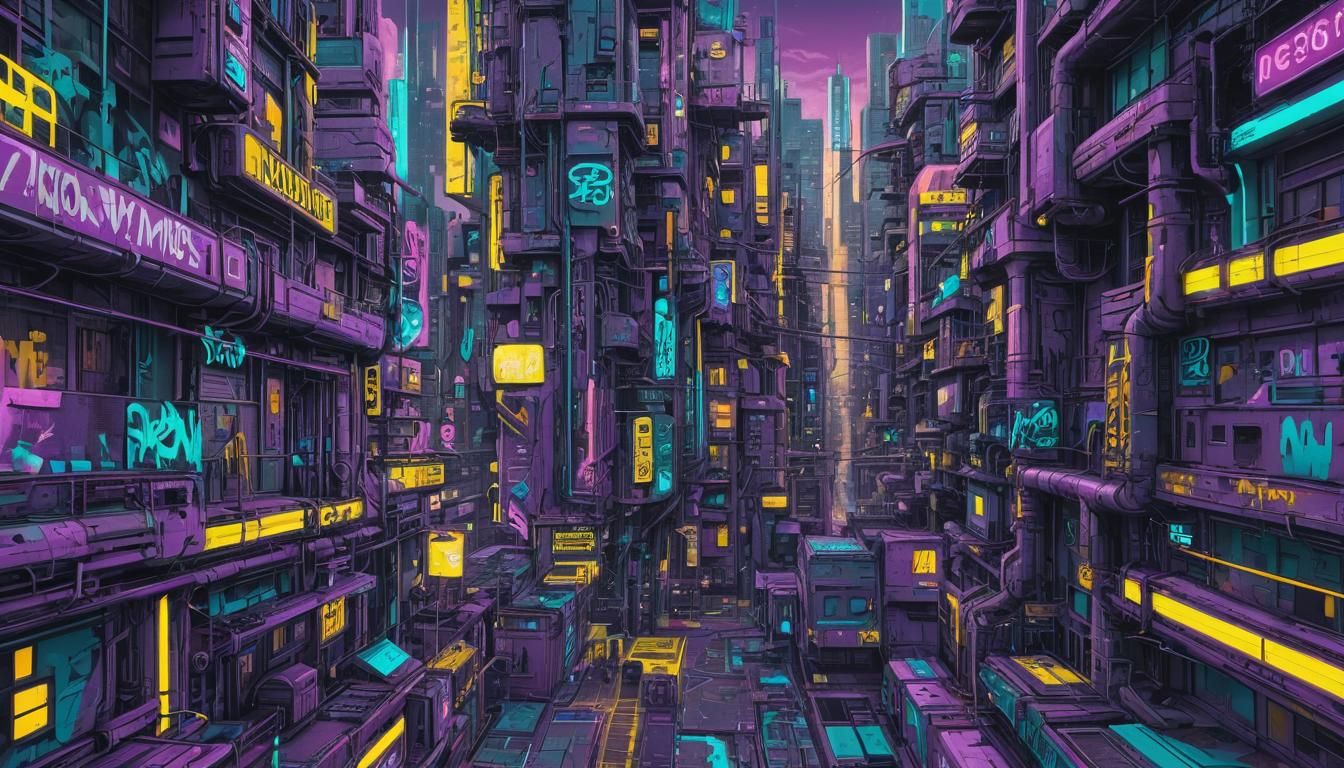 Futuristic Neon Metropolis in Cyberpunk Style