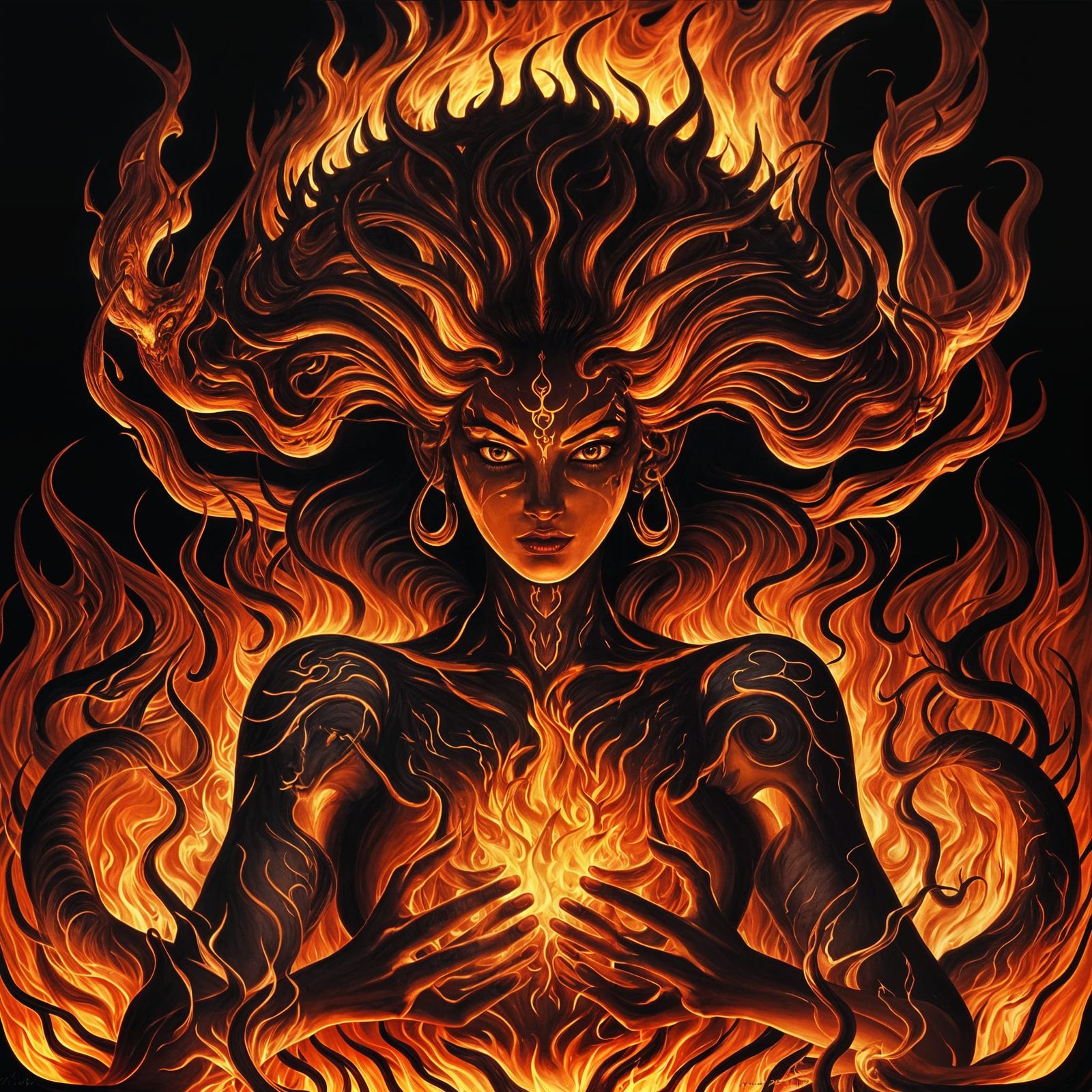 Fire Goddess in Surreal Close-Up