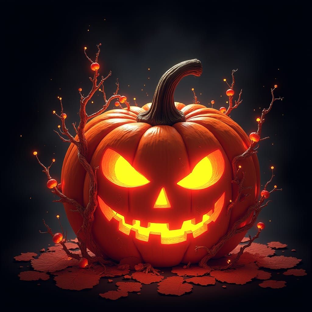 Glowing Pumpkin Sherry in Fantasy Concept Art Style