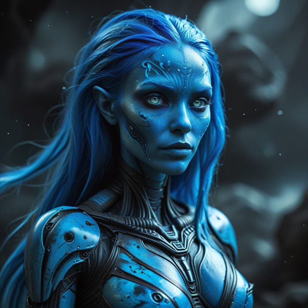 Ethereal Blue Skinned Alien Woman