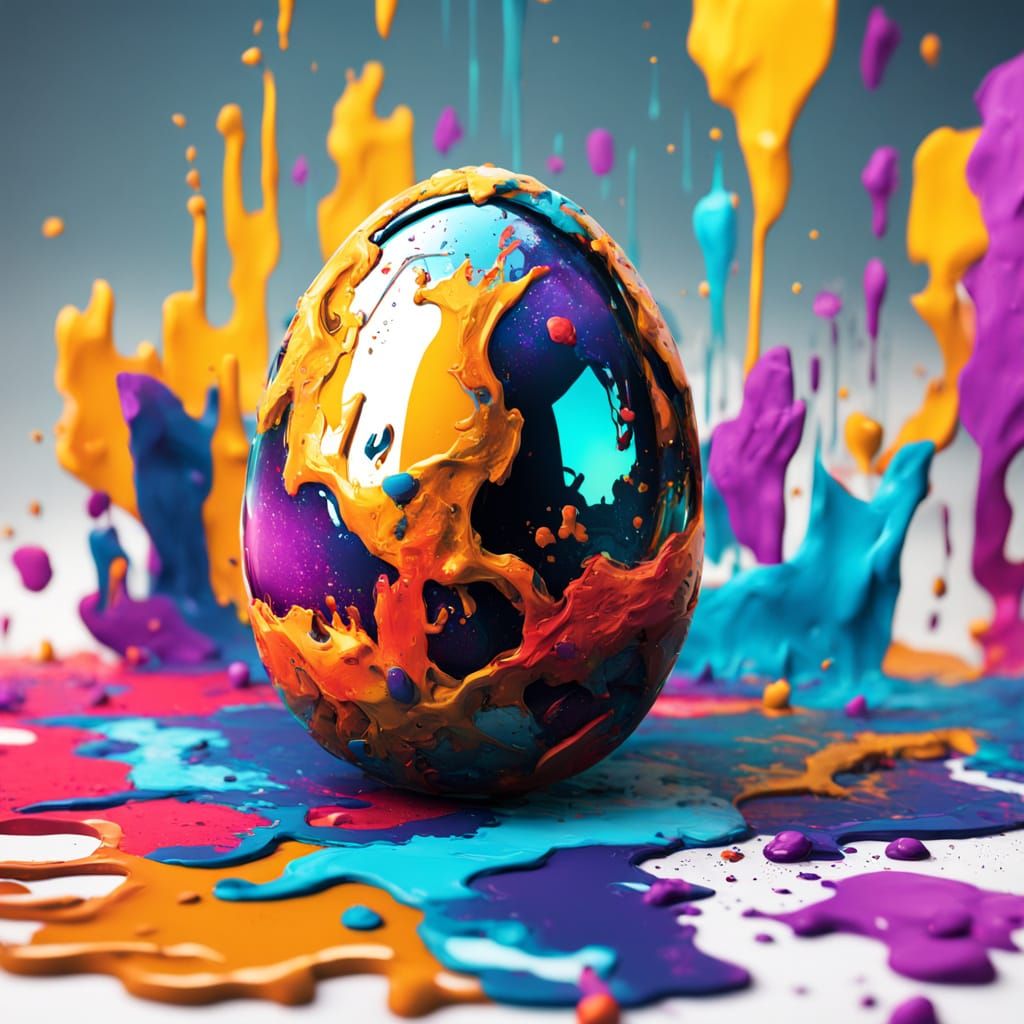 Surreal Abstract Egg in Vibrant Wild Colors