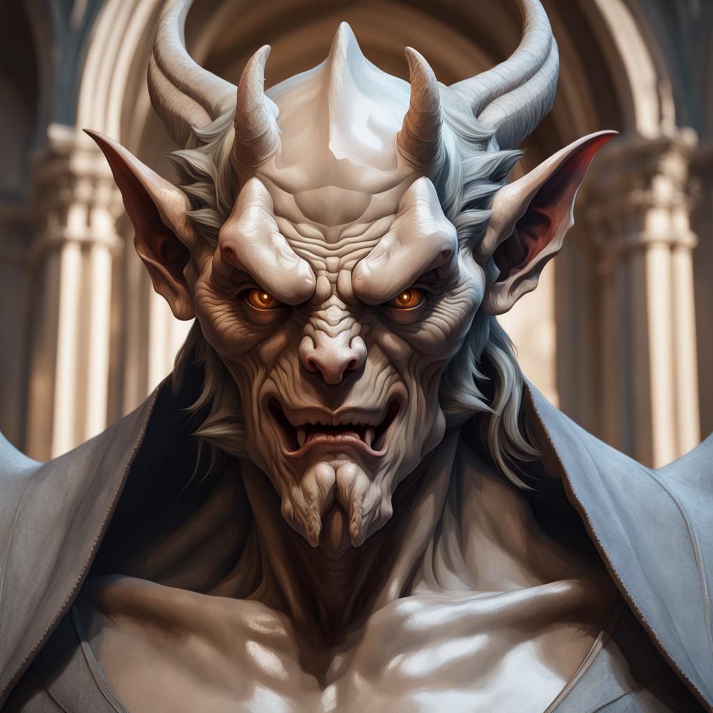 demonic looking gargoyle in the style of Leonardo da Vinci h...