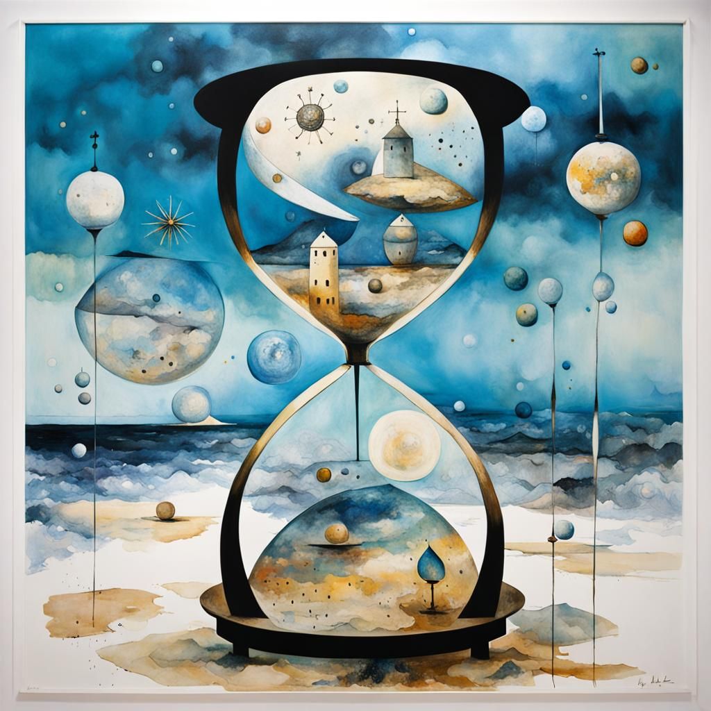 Surreal Hourglass Merges Ocean and Cosmos