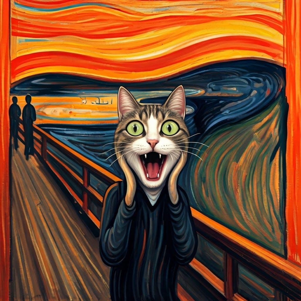 Cartoon Cat Reimagines Munch's The Scream