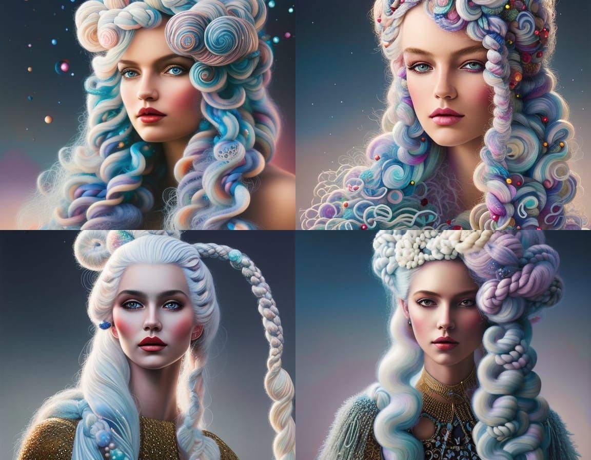 Yarn-Haired Nordic Girl in Surrealist Quilling Style