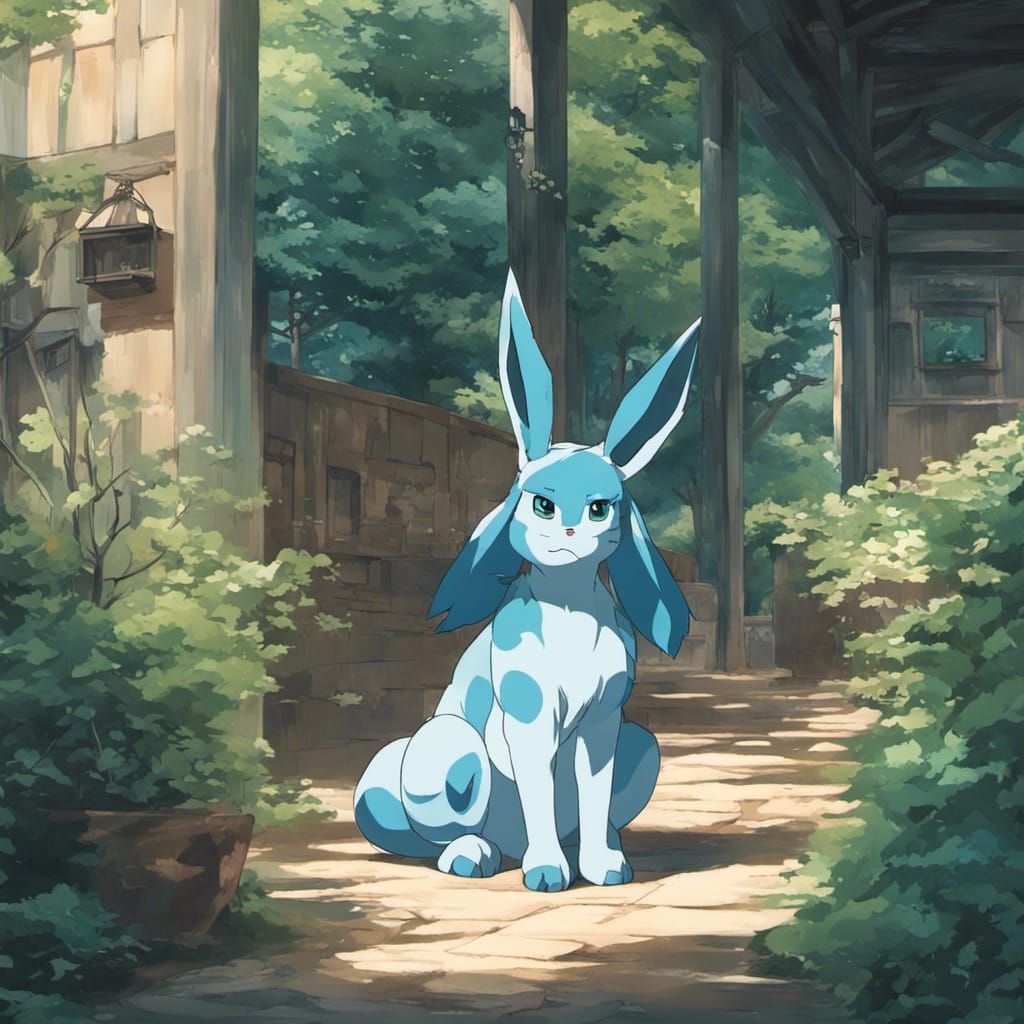Glaceon Anime Key Visual in Ghibli Style