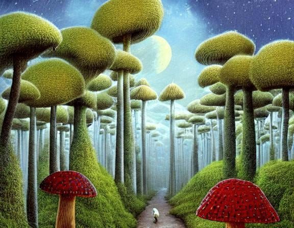 Mystical Fungal Forest Unfurls Under Imperial Skies