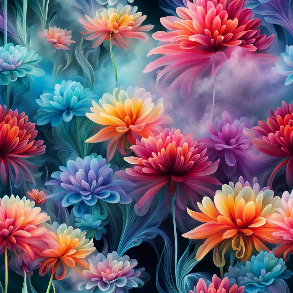 Flowers in the mist
