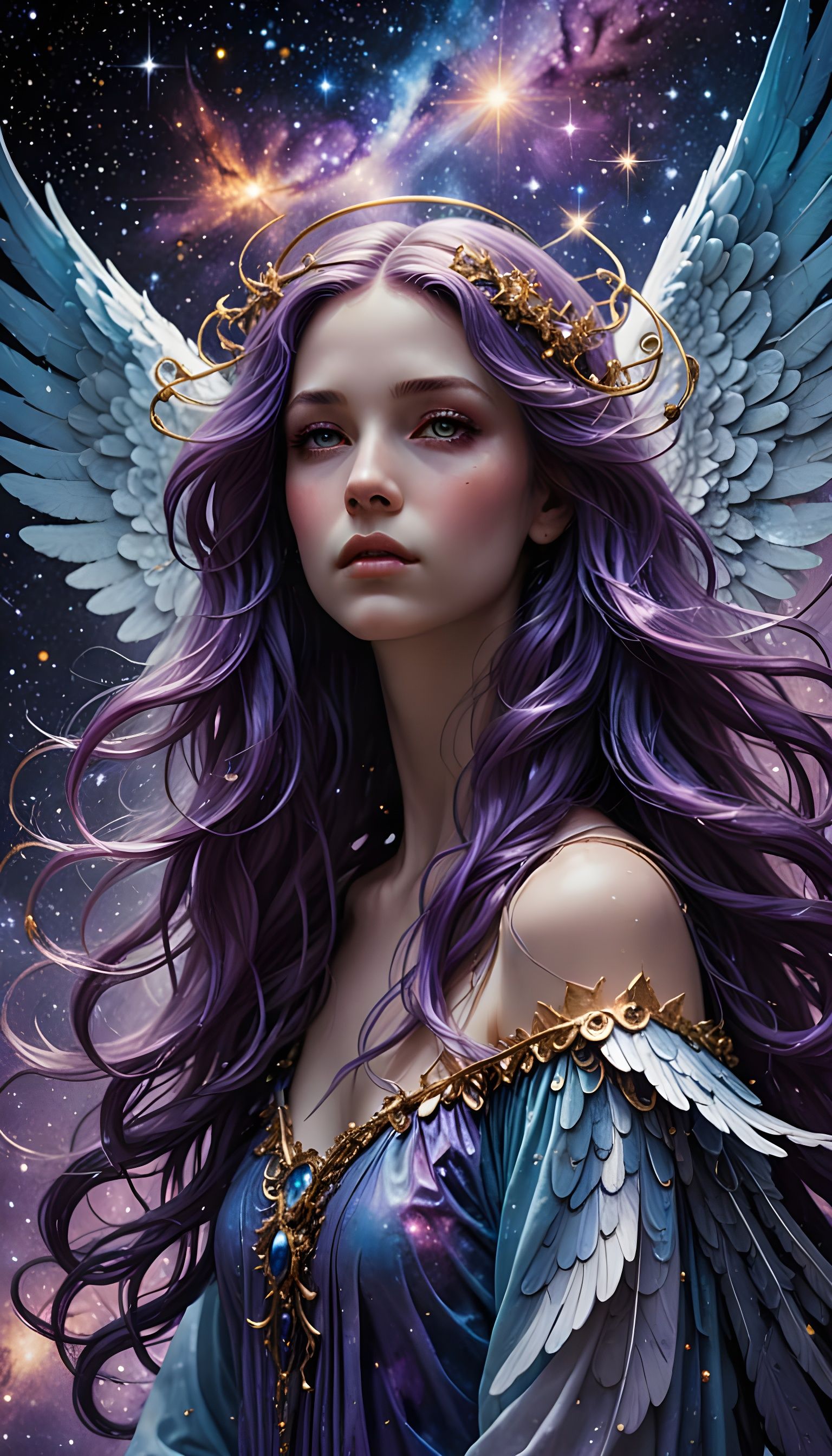 Surreal Angel in Cosmic Astrophotography Style
