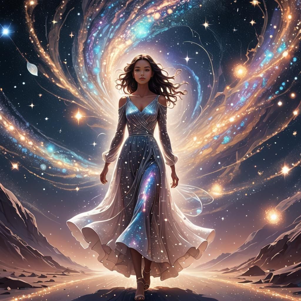 Sparklecore Girl Walks Milky Way Road