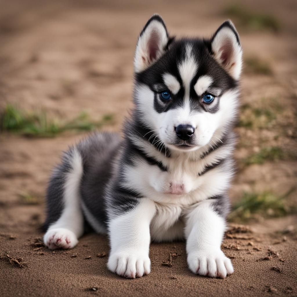 Fluffy Husky Puppy Portrait