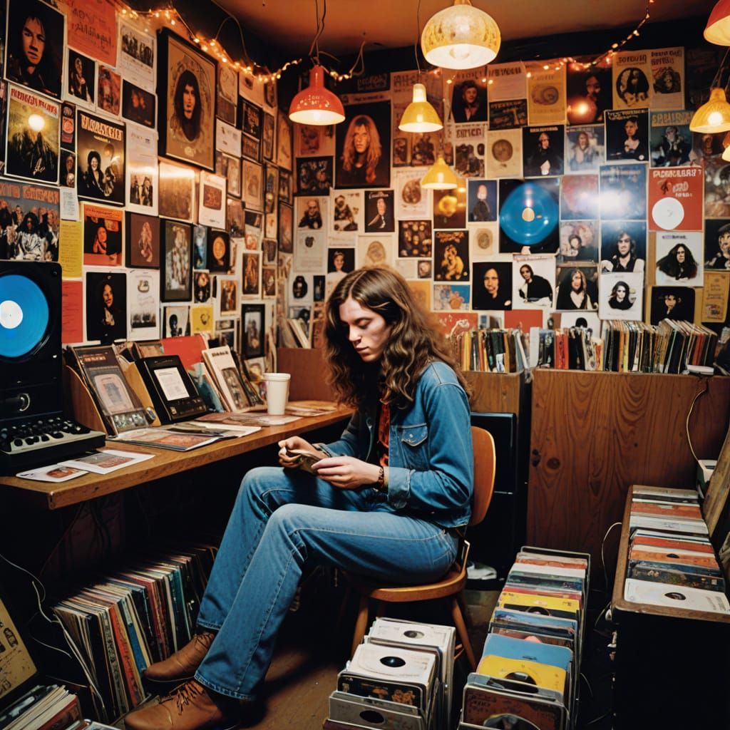 Cozy 1970s Record Store With Lava Lamps