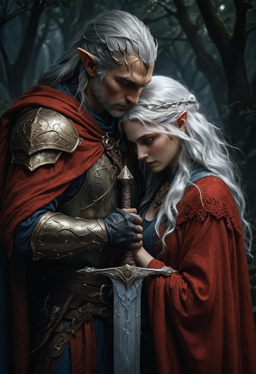 Elven Couple Portrait in Photorealistic Style
