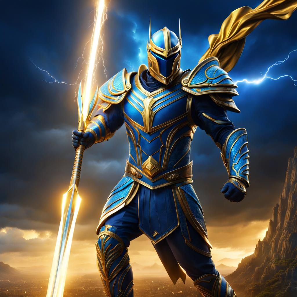 Lightning-Powered Javelin in Gold and Blue
