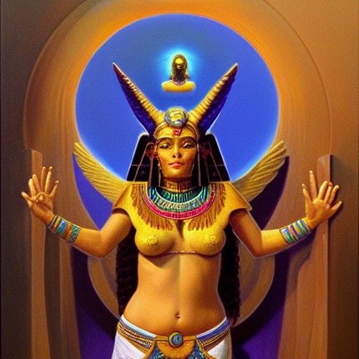 Goddess Hathor in Oil Painting Style