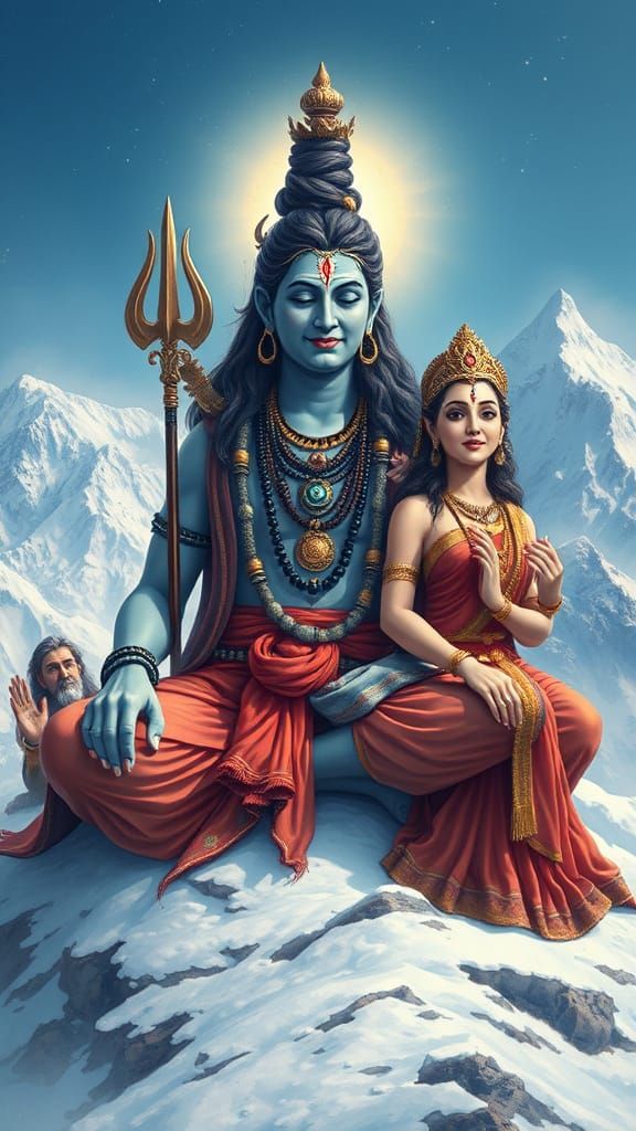 Lord Shiva Meditating on Mount Kailash