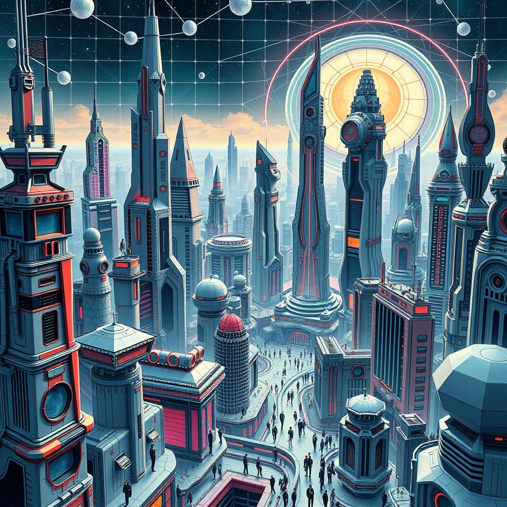 Futuristic Metropolis in Hypermodern Datapunk Style