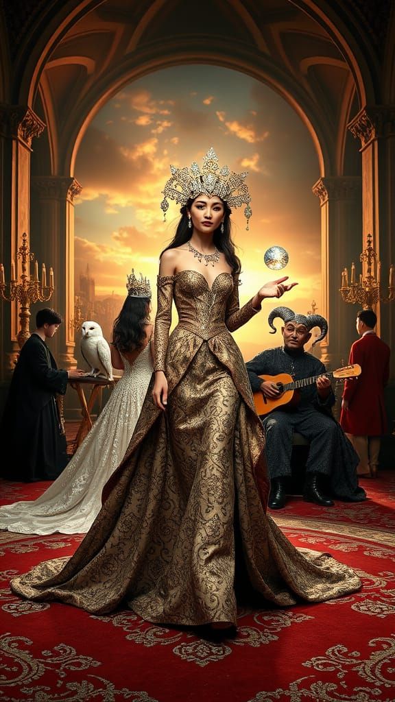 Mystical Fashion Spectacle in Golden Light