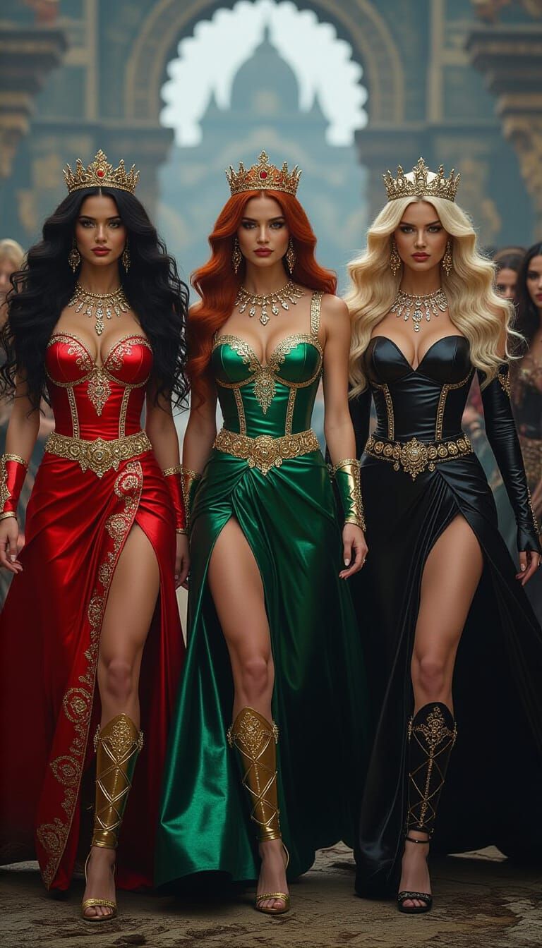 Epic Battle of Divine Amazons in Cinematic Style