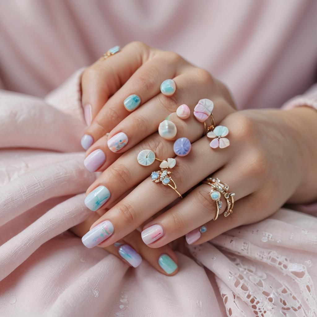 Pastel Watercolor Nail Art Macro Photography