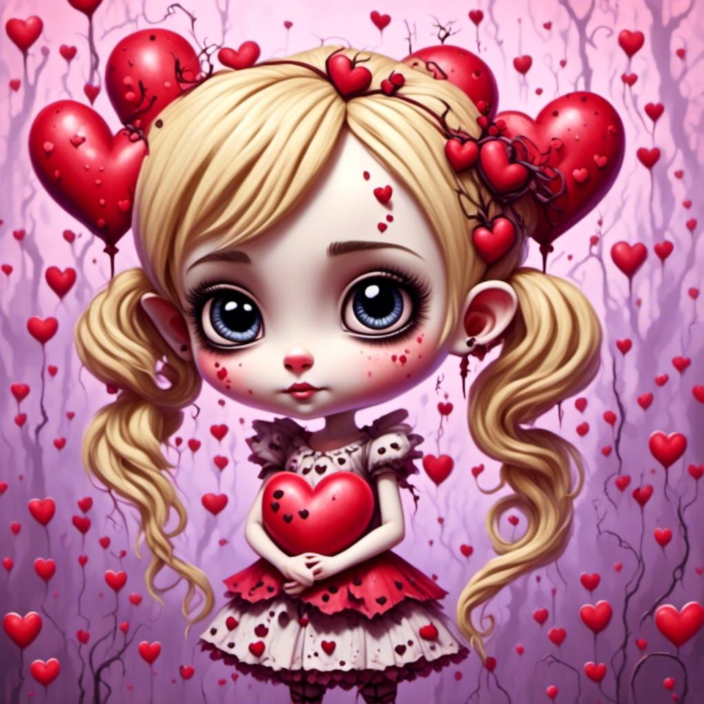 Valentine Pixie Chibi in Burton-esque Style