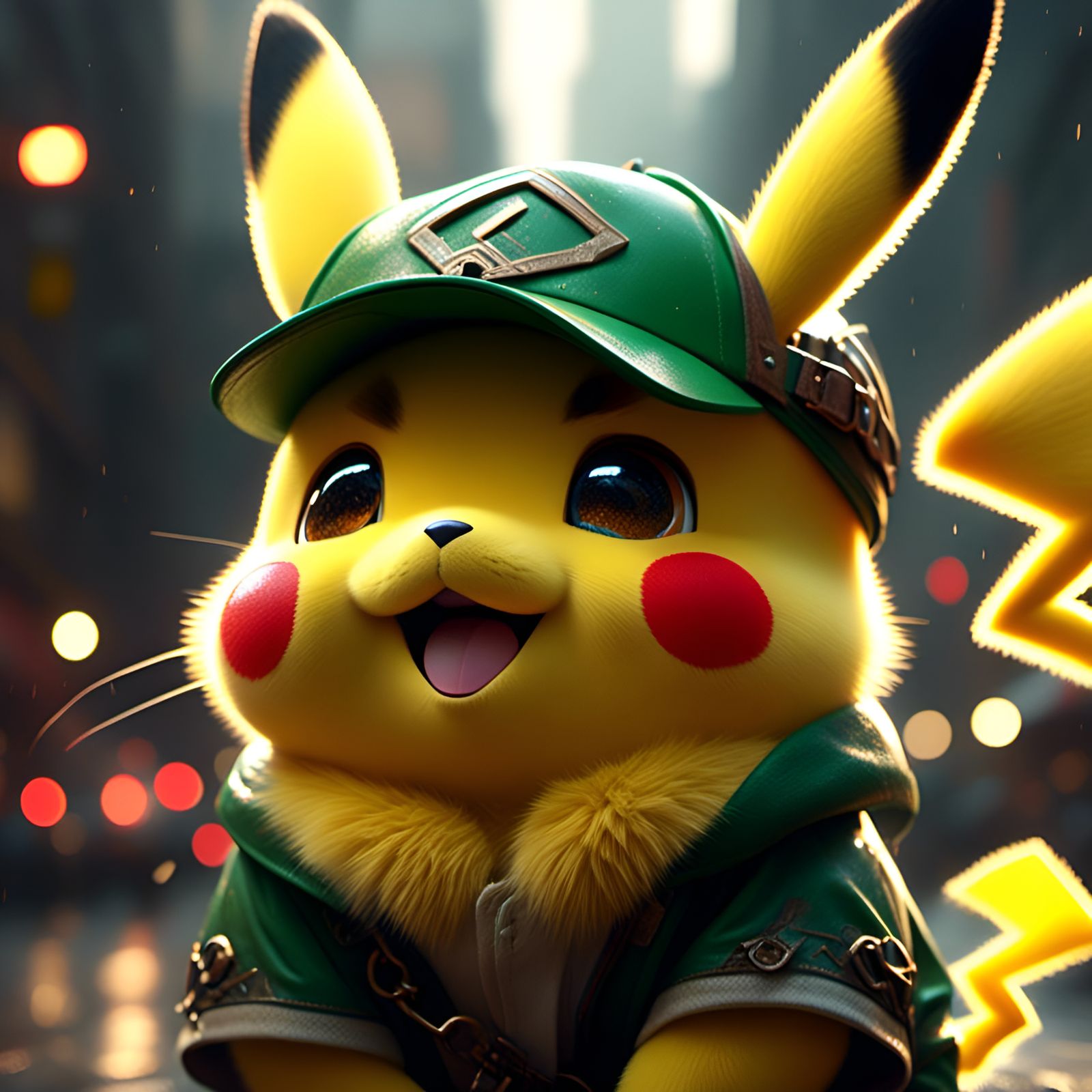Chibi Pikachu as Link Portrait, 3D Render