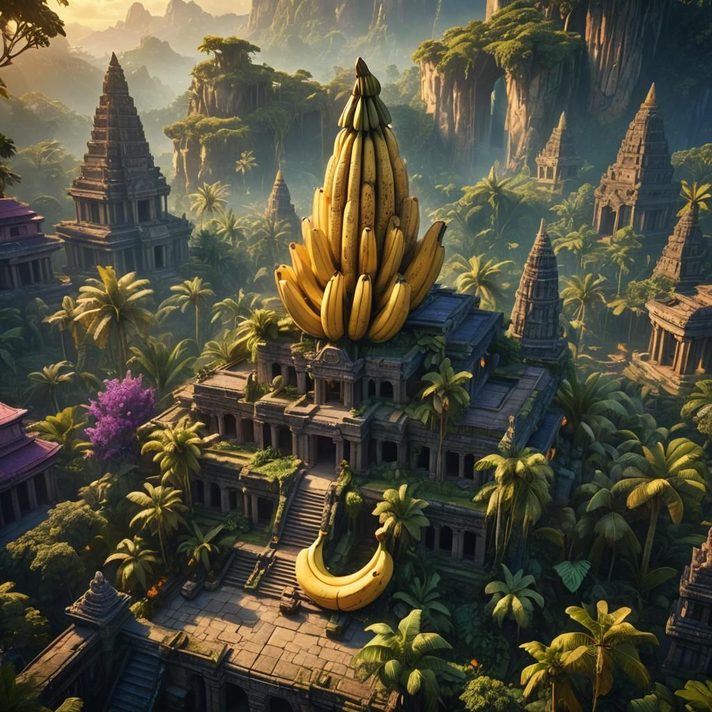 Giant Banana on Ancient Temple: Digital Matte Painting