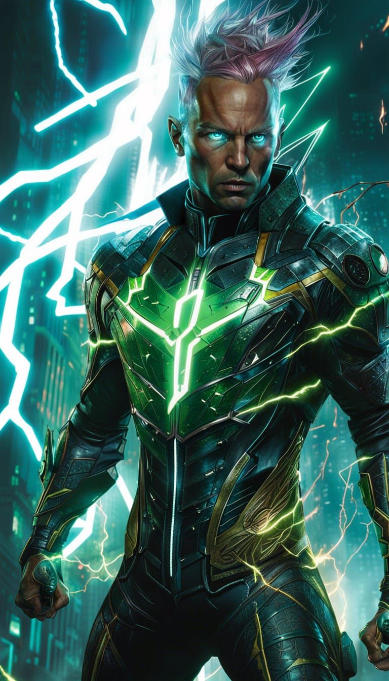 Electro Portrait in Detailed Villain Suit