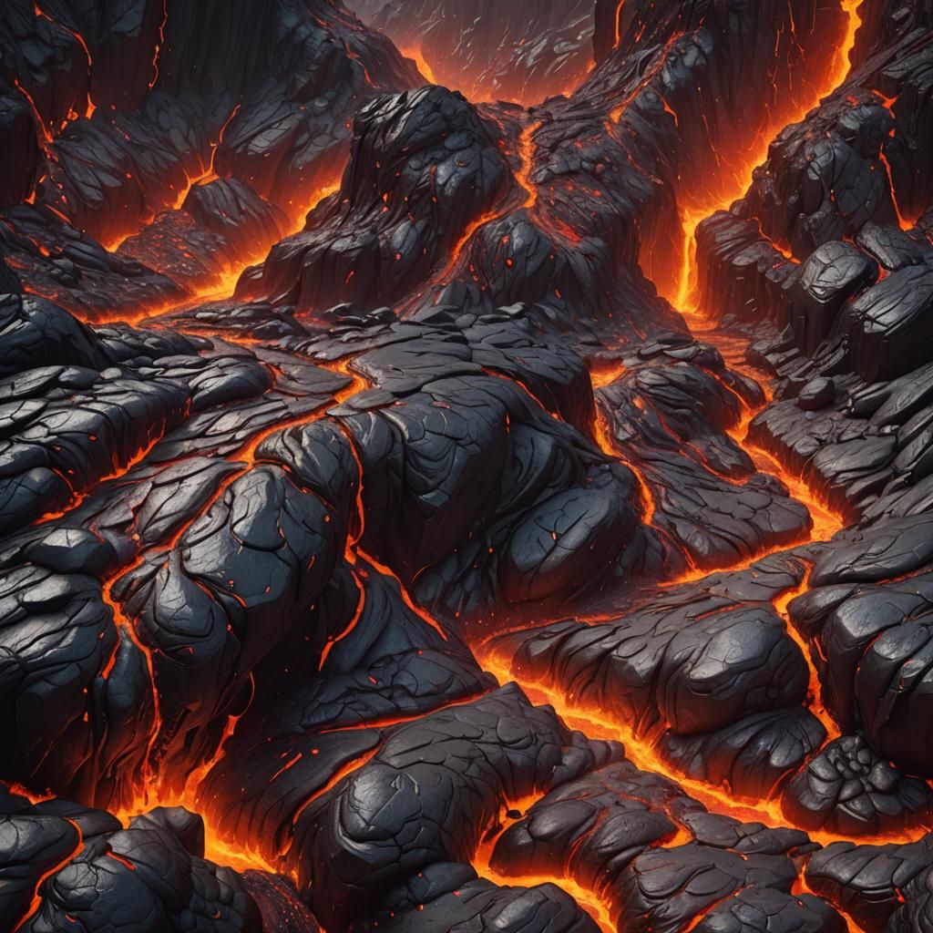 Detailed Lava Flow in Fantasy Concept Art