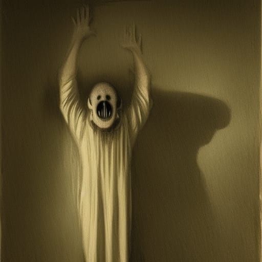 Screaming Figure in Horror Style