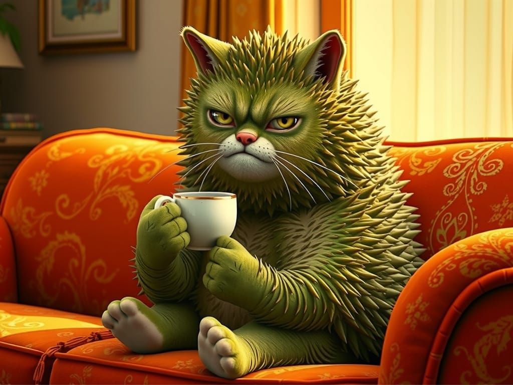 Whimsical Feline Form Blends Durian Fruit and Velvet Comfort