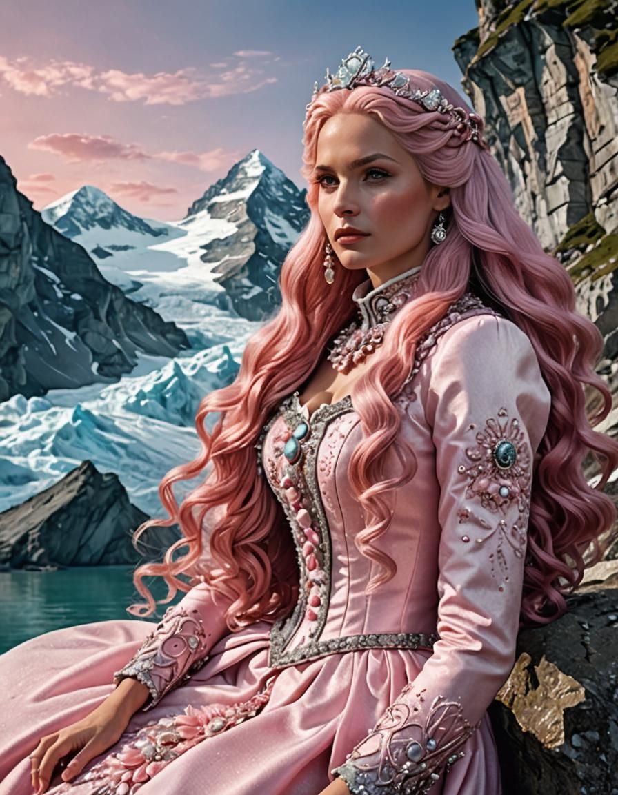 Mermaid Couple with Long Pink Hair in Fantasy Ocean