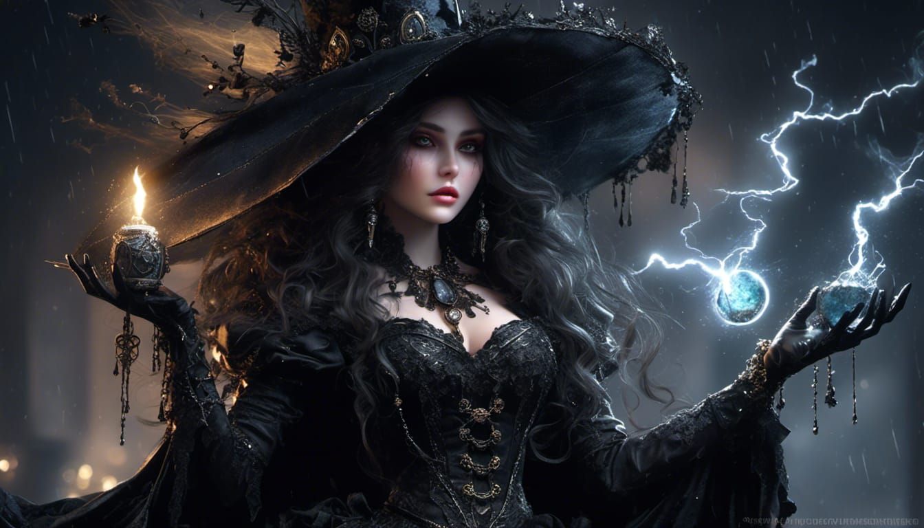 Gothic Witch Doll in Surreal Storybook Style