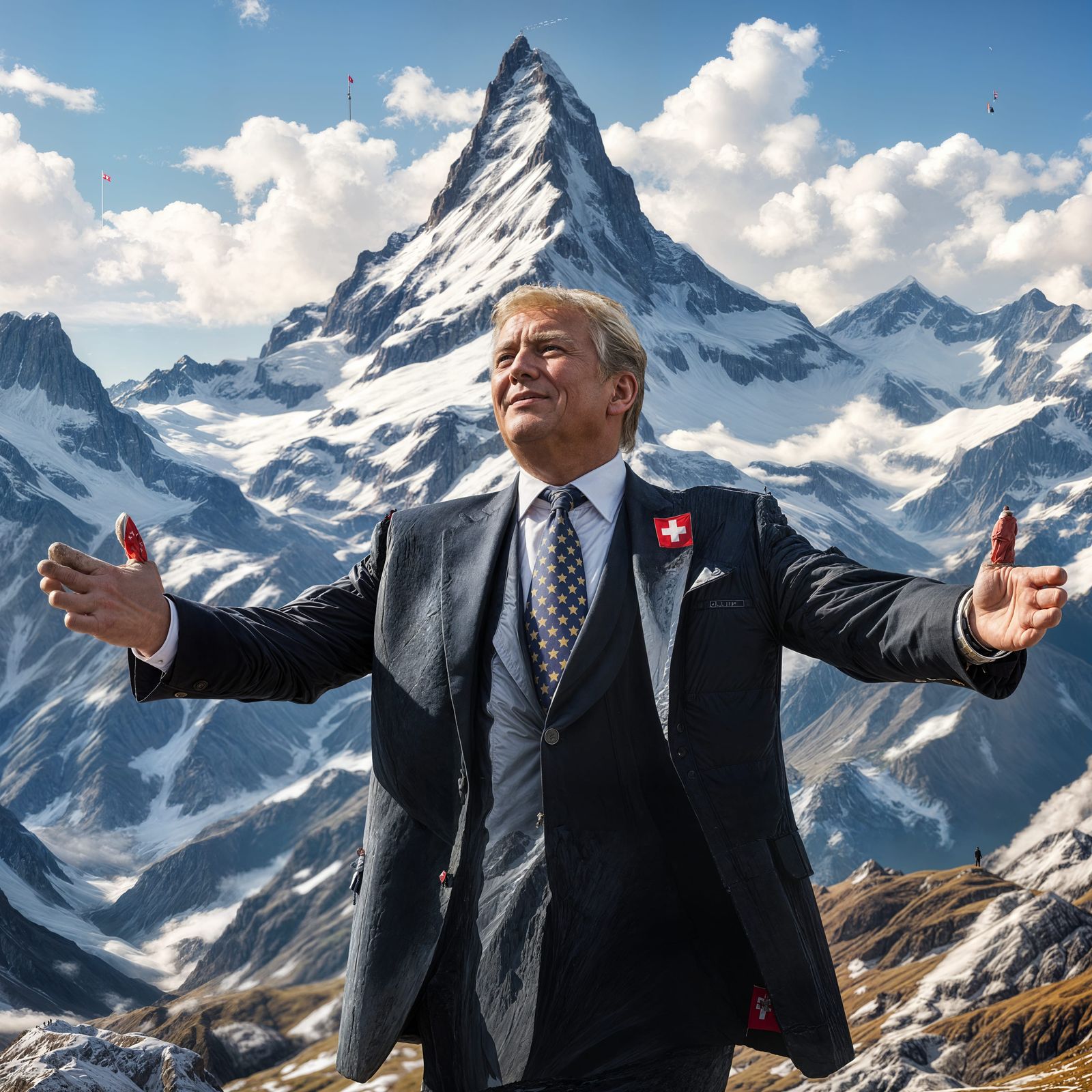 United World Leader Embraces Swiss Alps Majesty