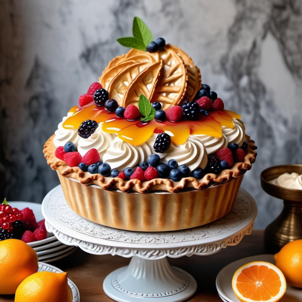Exquisite Fruity Pie on a Stand: A Mouthwatering Masterpiece