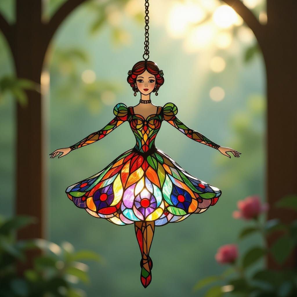 Marionette crafted from stained glass