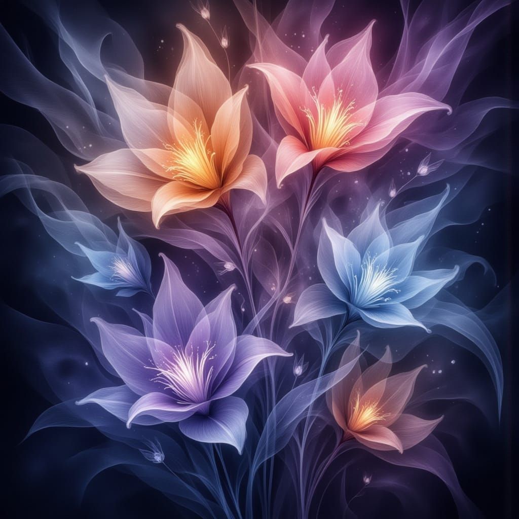 Glitchbloom Wisp Blooms in Twilight Hues