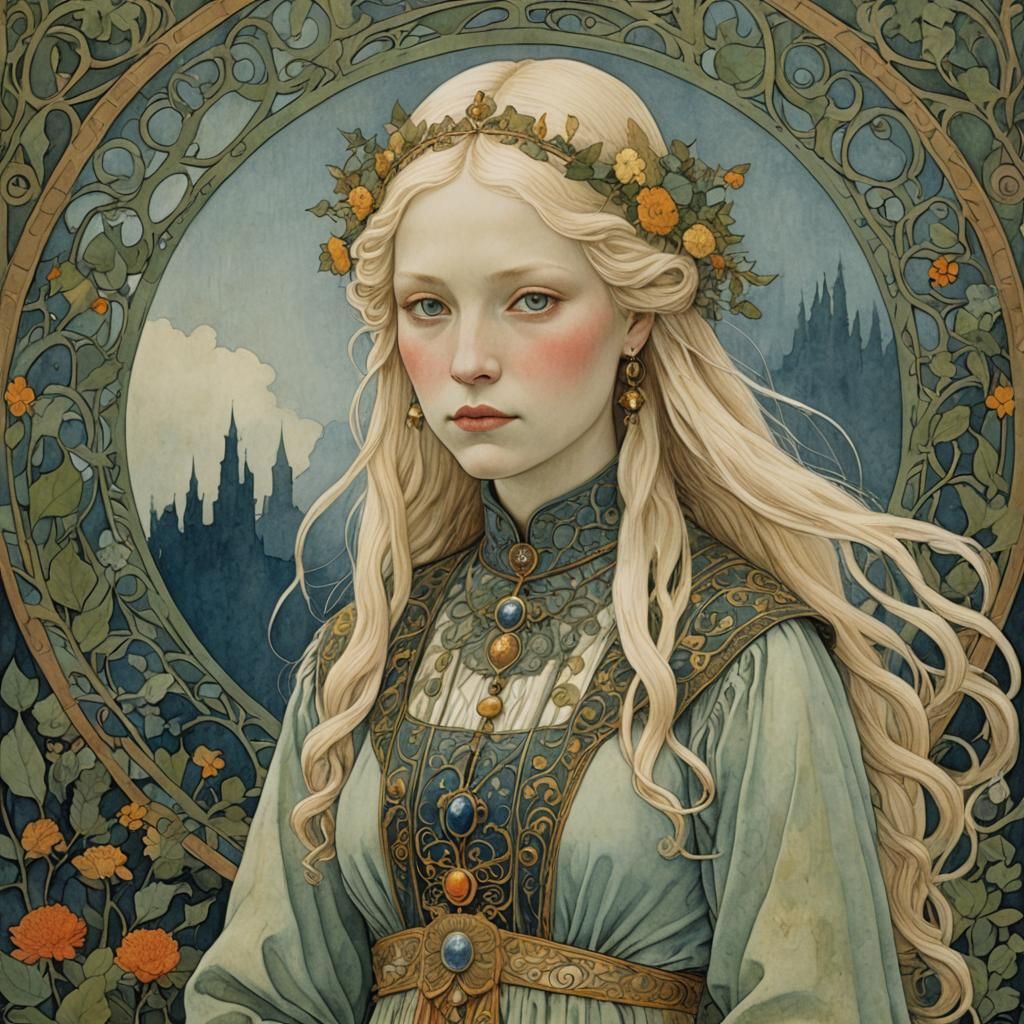 Mystical Art Nouveau Woman in Scandinavia
