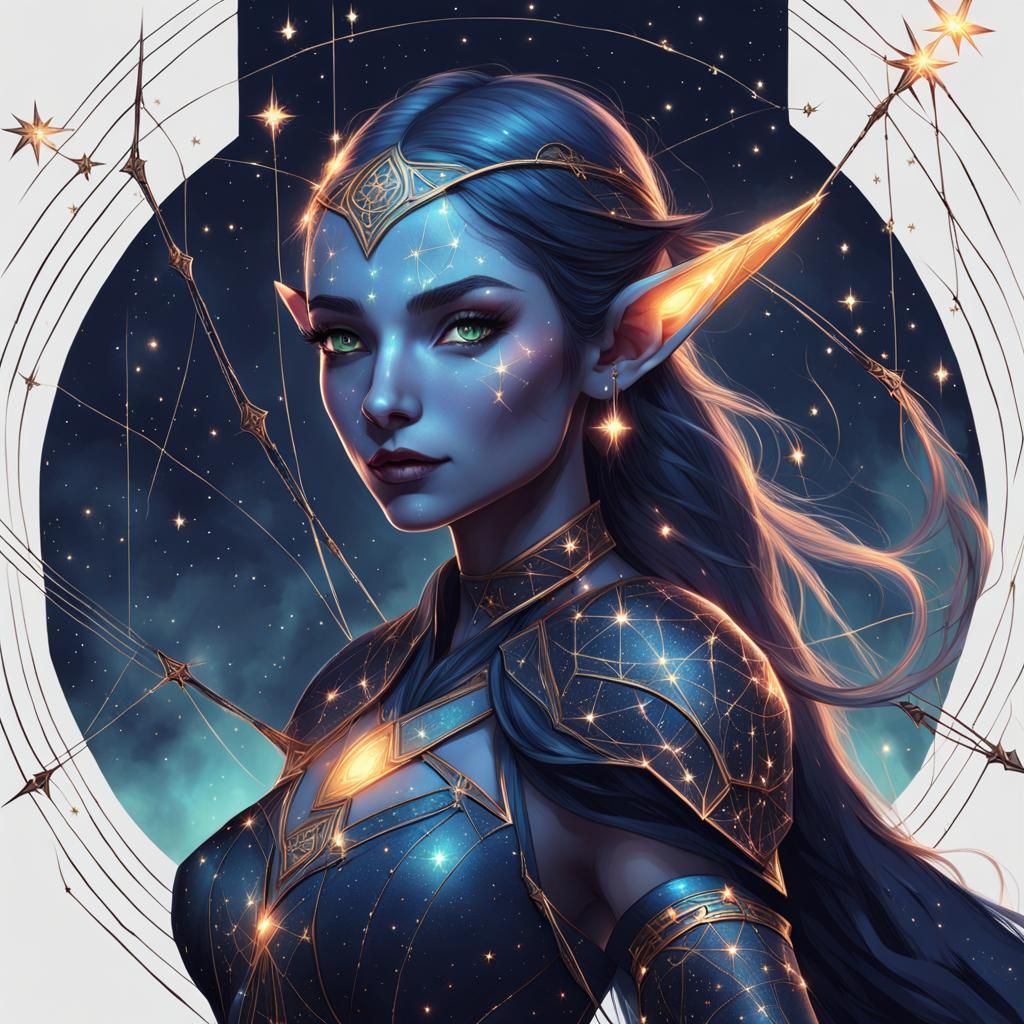 Celestial Elf Archer: Starry Night Constellation