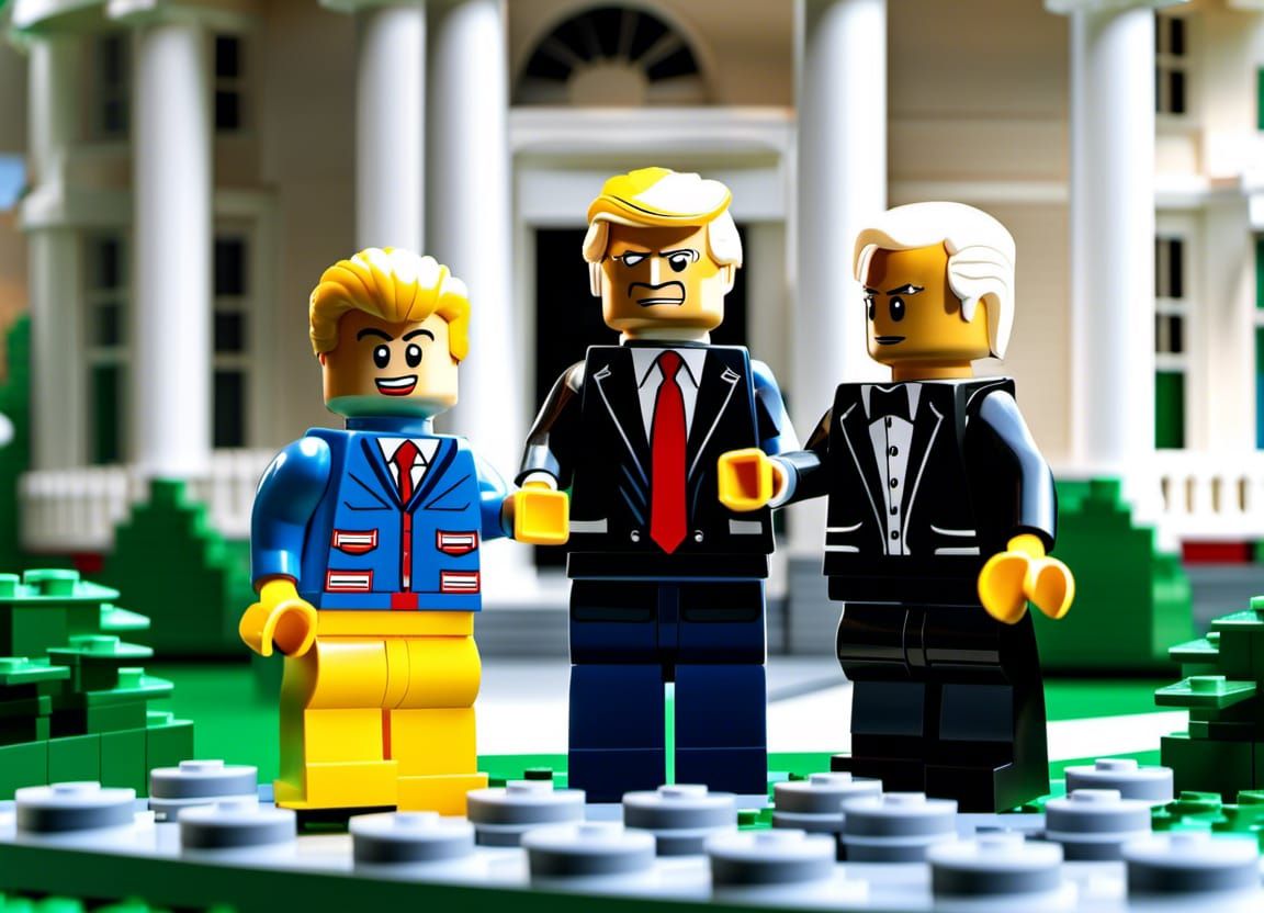 Biden and Trump best of friends with a reporter. Only possible in Legoland of course
