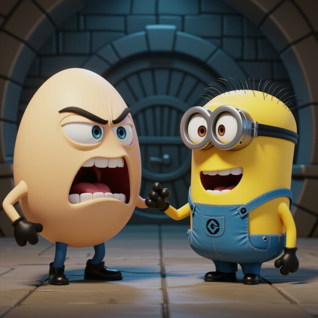 Angry Egg Argues with Minion in Lair