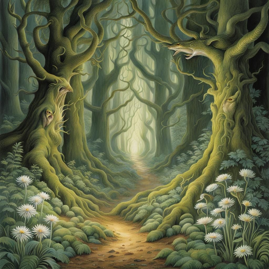 Eldritch Forest Illustration in Naturalistic Style